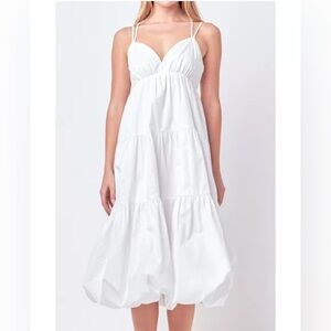 English Factory White Tiered Dress Size S